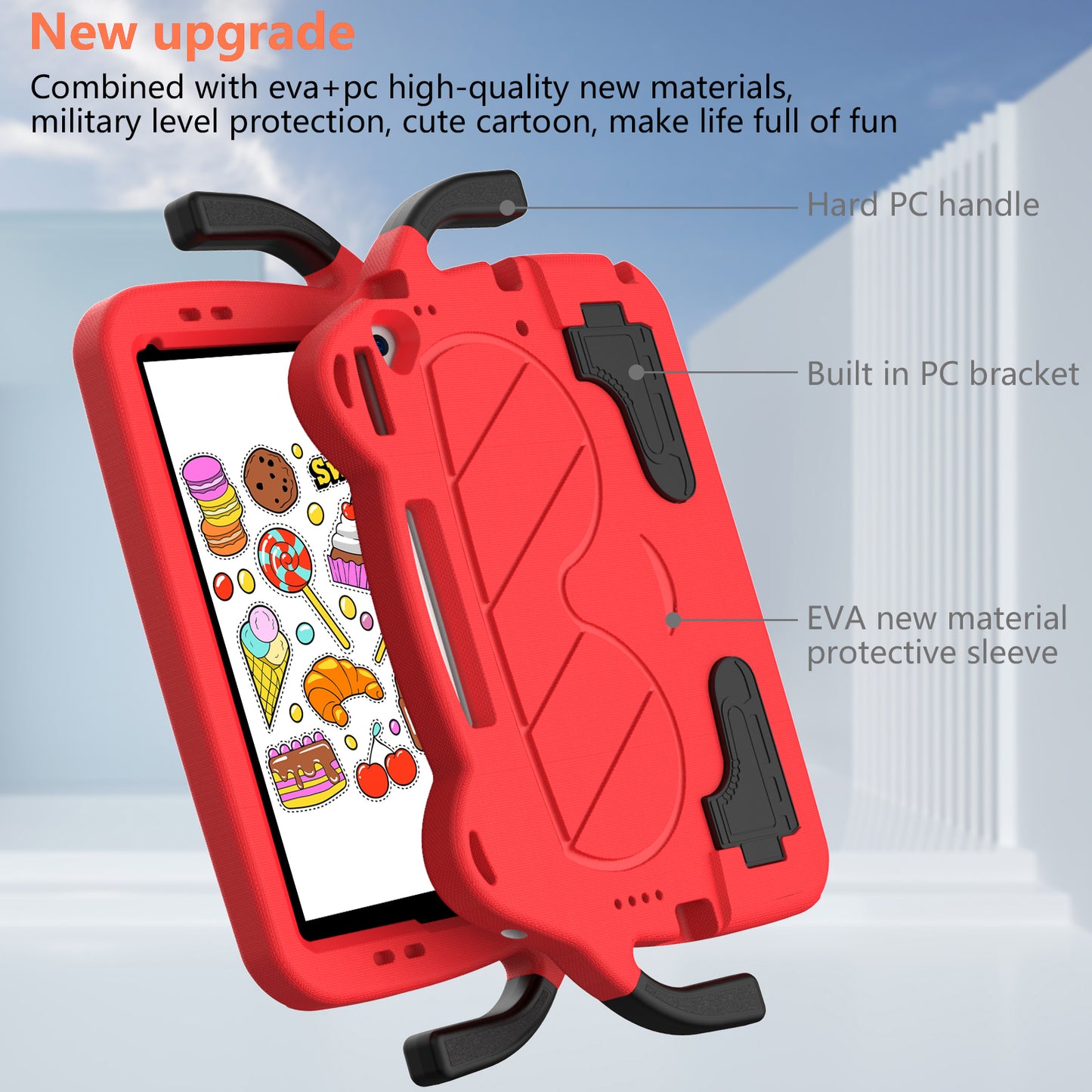 Tablet Case for iPad 10.2 (2021) / (2020) / (2019) / iPad Air 10.5 inch (2019) / Pro 10.5-inch (2017) EVA+PC Kickstand Cover