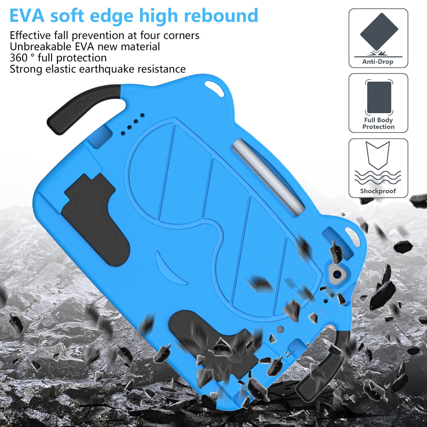Tablet Case for iPad 10.2 (2021) / (2020) / (2019) / iPad Air 10.5 inch (2019) / Pro 10.5-inch (2017) EVA+PC Kickstand Cover