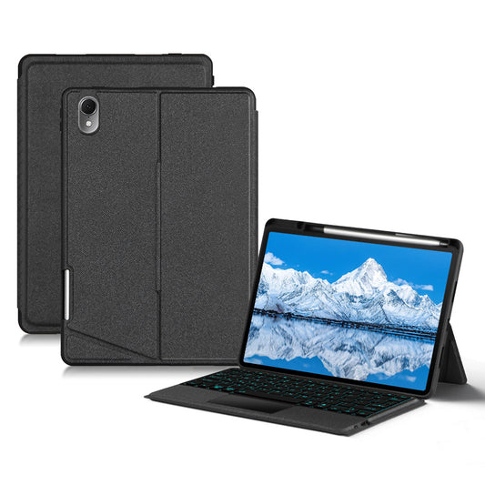 For Huawei Qingyun C7 Protective Case PU Leather Stand Cover + Detachable Backlit Keyboard with Touchpad and Pen Holder