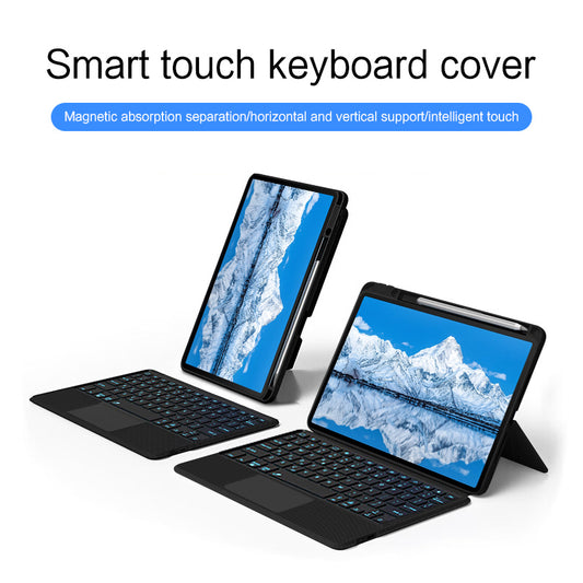For Huawei Qingyun C7 Protective Case PU Leather Stand Cover + Detachable Backlit Keyboard with Touchpad and Pen Holder