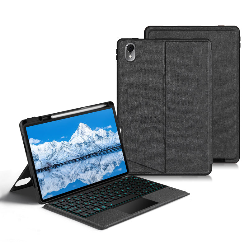 For Huawei Qingyun C7 Protective Case PU Leather Stand Cover + Detachable Backlit Keyboard with Touchpad and Pen Holder