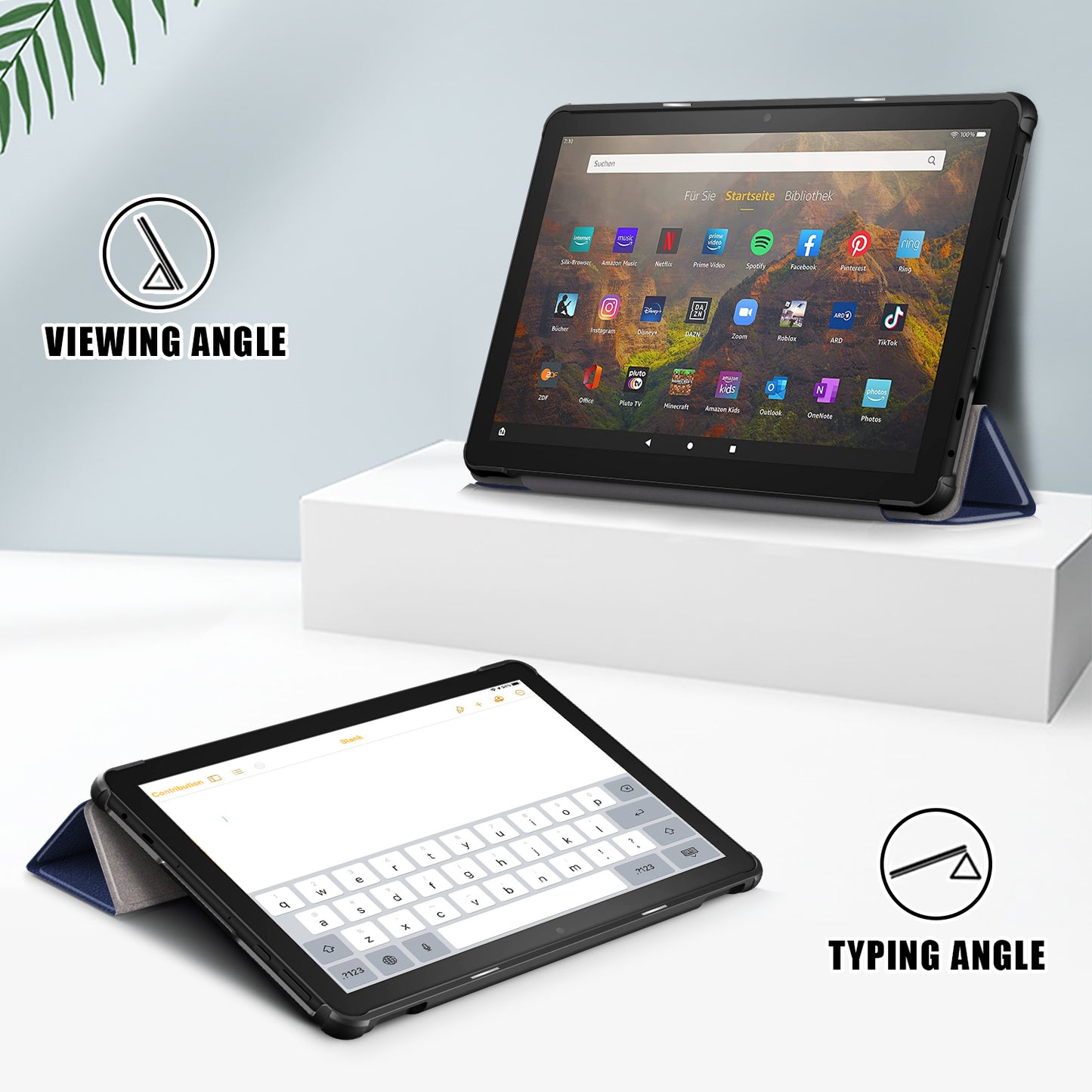 For Amazon Fire HD 10 (2023) Tri-Fold Stand Cover PU Leather Auto Wake / Sleep Smart Tablet Case