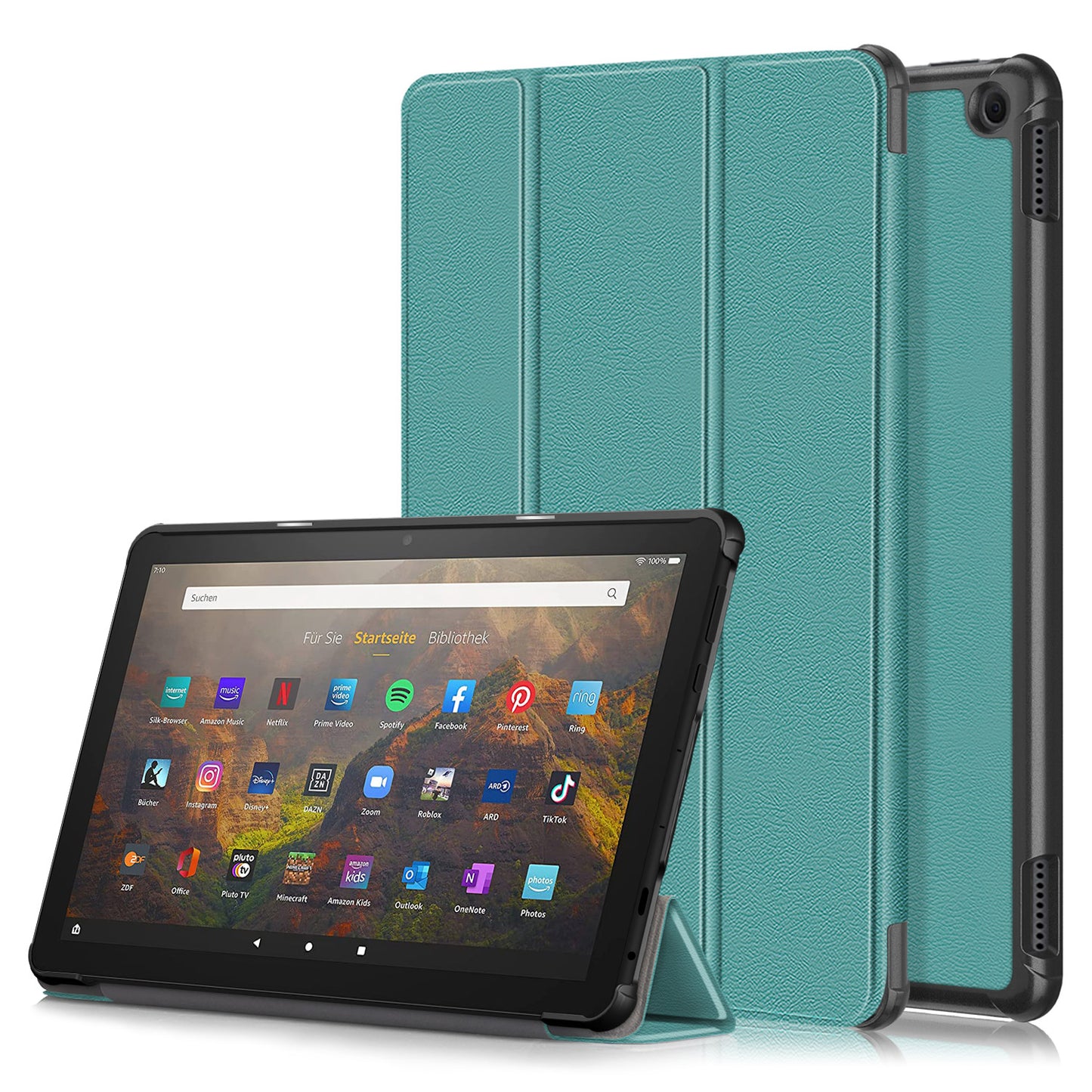 For Amazon Fire HD 10 (2023) Tri-Fold Stand Cover PU Leather Auto Wake / Sleep Smart Tablet Case
