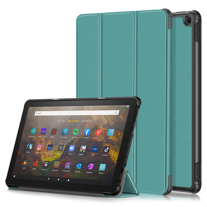 For Amazon Fire HD 10 (2023) Tri-Fold Stand Cover PU Leather Auto Wake / Sleep Smart Tablet Case