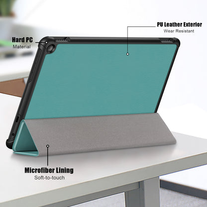 For Amazon Fire HD 10 (2023) Tri-Fold Stand Cover PU Leather Auto Wake / Sleep Smart Tablet Case