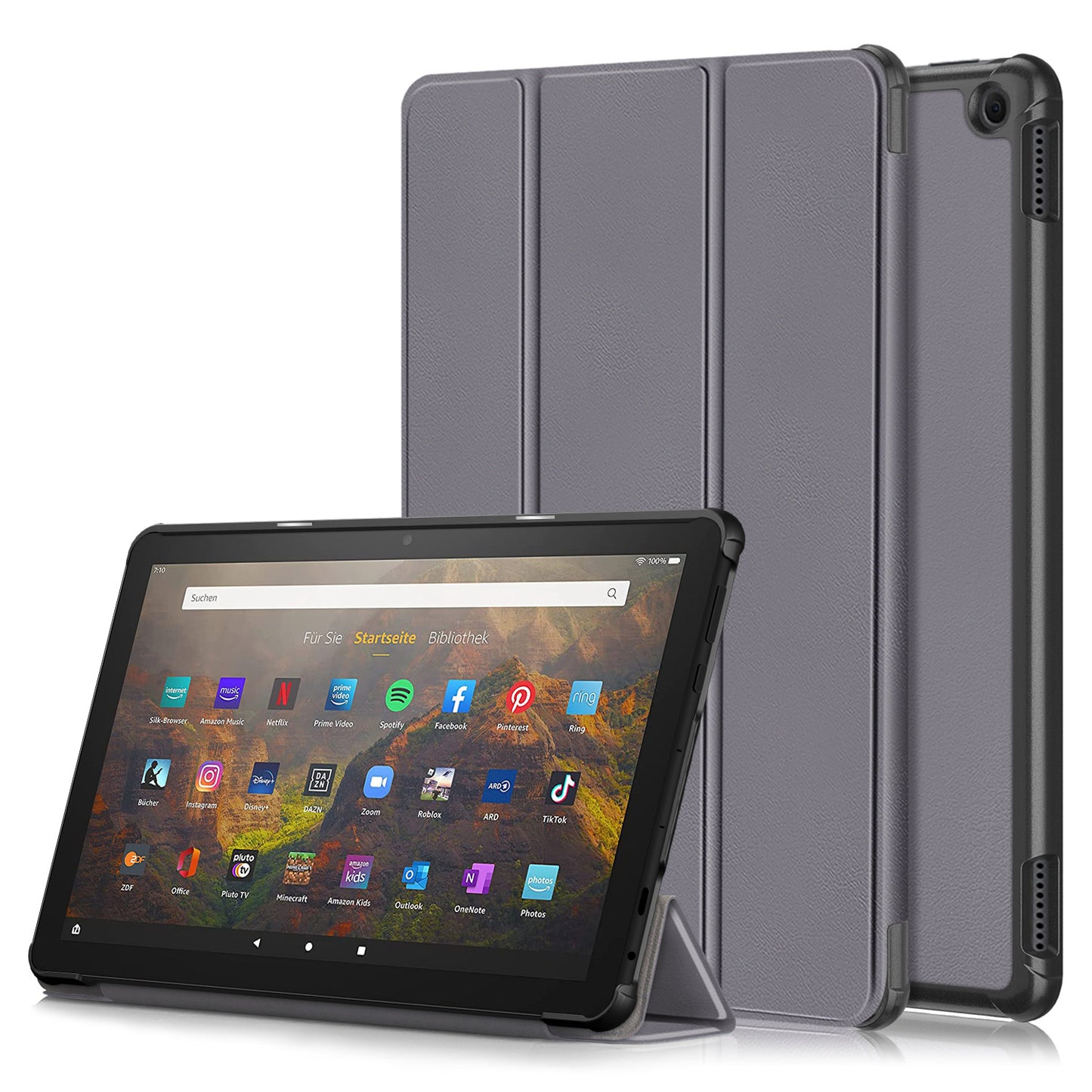 For Amazon Fire HD 10 (2023) Tri-Fold Stand Cover PU Leather Auto Wake / Sleep Smart Tablet Case