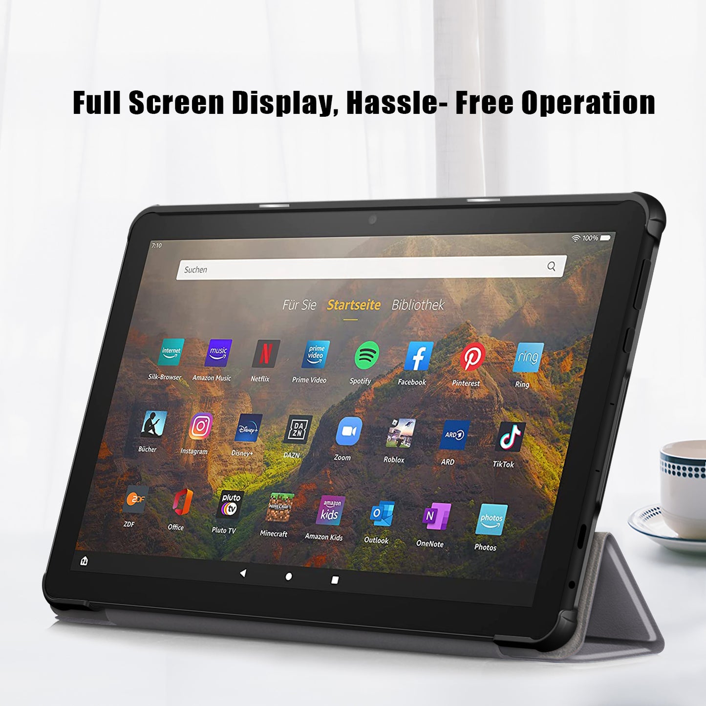 For Amazon Fire HD 10 (2023) Tri-Fold Stand Cover PU Leather Auto Wake / Sleep Smart Tablet Case