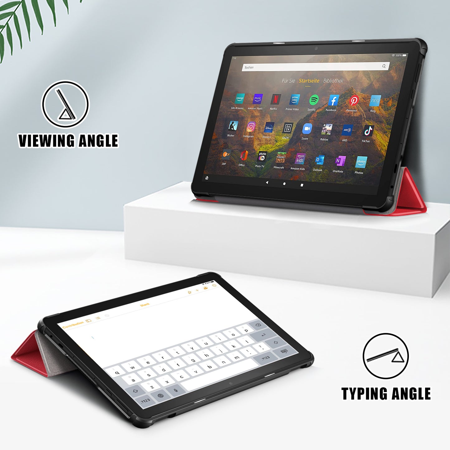 For Amazon Fire HD 10 (2023) Tri-Fold Stand Cover PU Leather Auto Wake / Sleep Smart Tablet Case