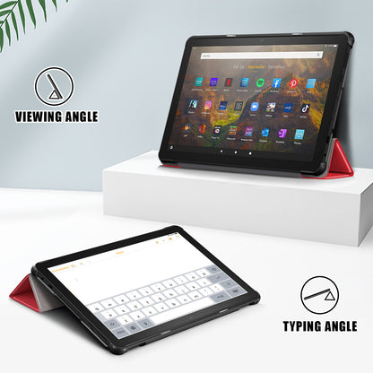 For Amazon Fire HD 10 (2023) Tri-Fold Stand Cover PU Leather Auto Wake / Sleep Smart Tablet Case