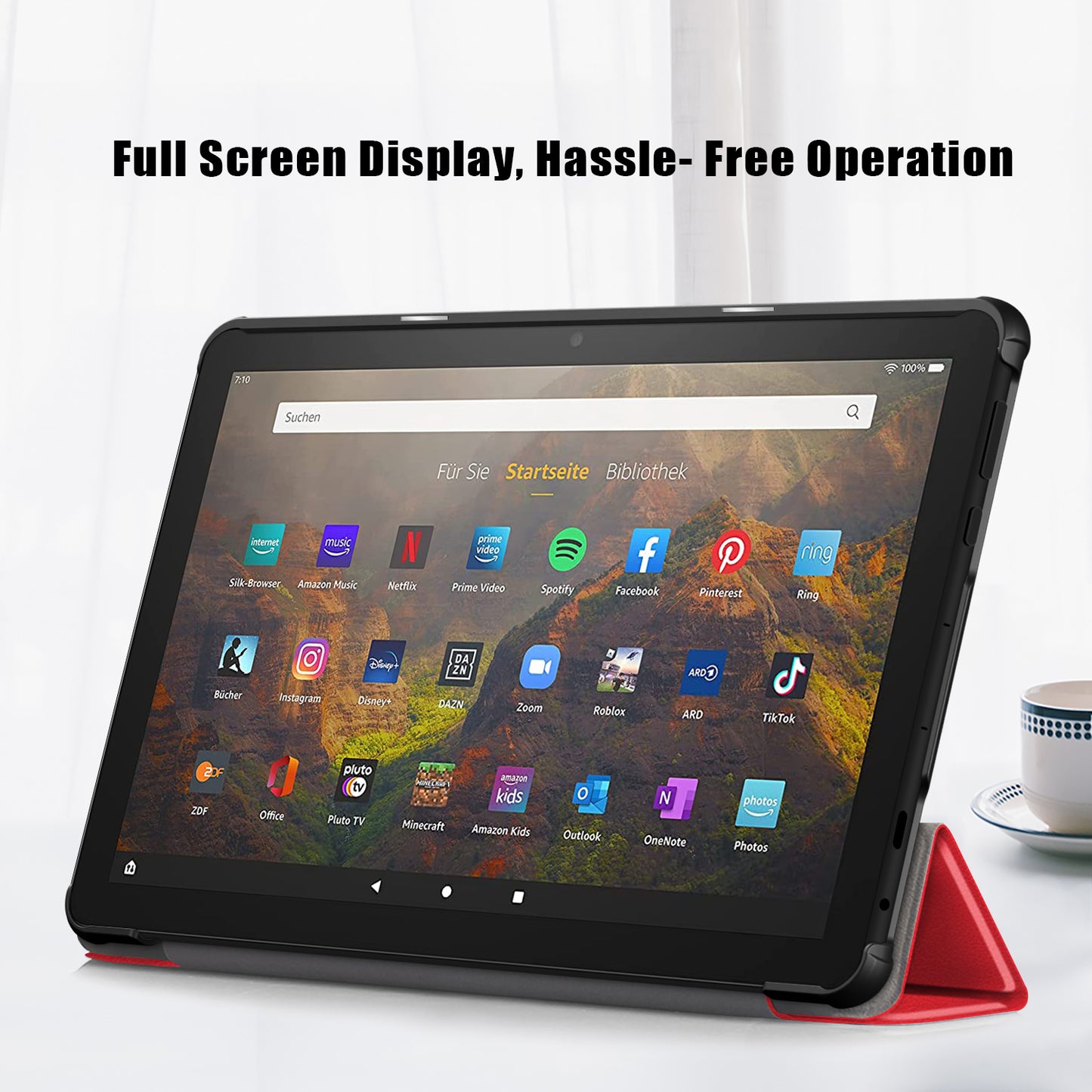 For Amazon Fire HD 10 (2023) Tri-Fold Stand Cover PU Leather Auto Wake / Sleep Smart Tablet Case