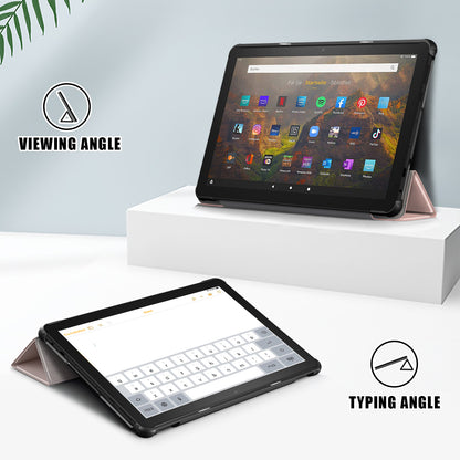 For Amazon Fire HD 10 (2023) Tri-Fold Stand Cover PU Leather Auto Wake / Sleep Smart Tablet Case