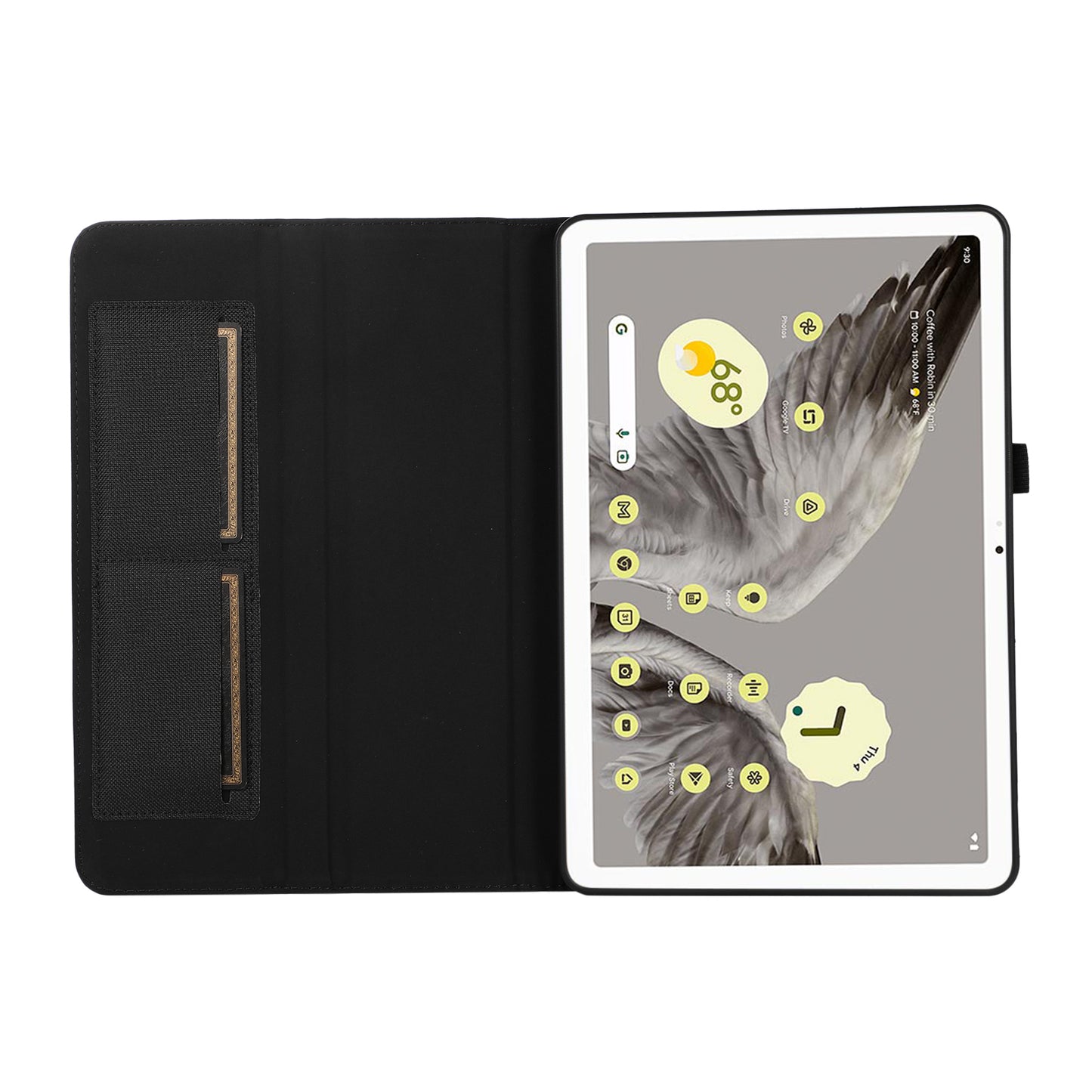 For Google Pixel Tablet Protective Cover Cloth Texture PU Leather Stand Smart Tablet Case with Card Holder