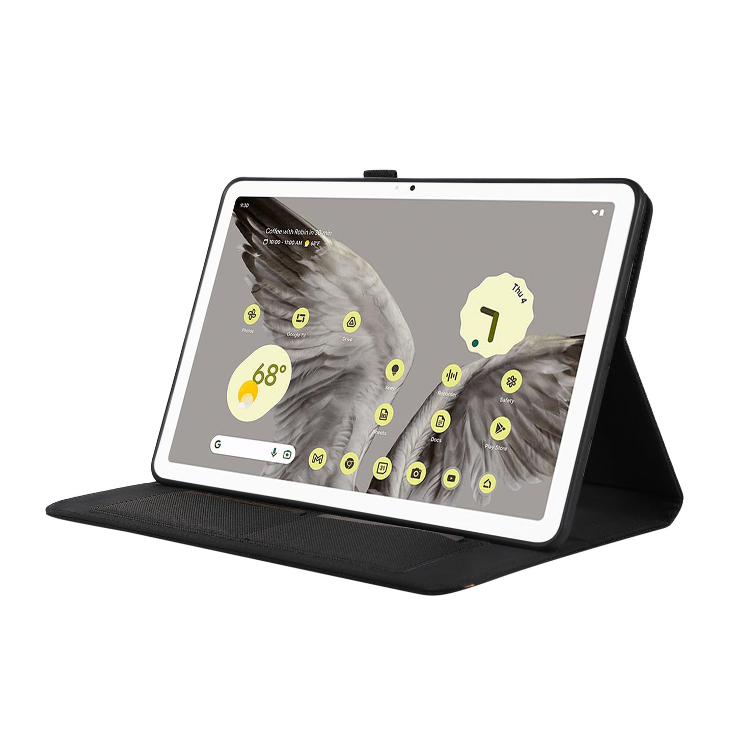 For Google Pixel Tablet Protective Cover Cloth Texture PU Leather Stand Smart Tablet Case with Card Holder