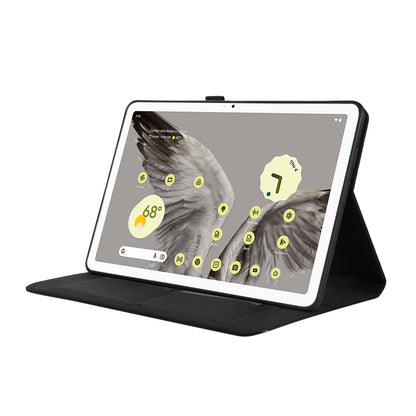For Google Pixel Tablet Protective Cover Cloth Texture PU Leather Stand Smart Tablet Case with Card Holder