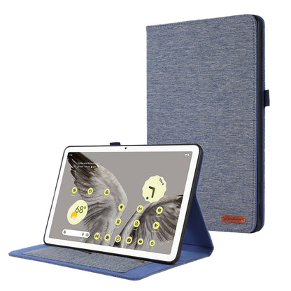 For Google Pixel Tablet Protective Cover Cloth Texture PU Leather Stand Smart Tablet Case with Card Holder
