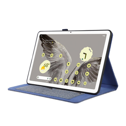 For Google Pixel Tablet Protective Cover Cloth Texture PU Leather Stand Smart Tablet Case with Card Holder