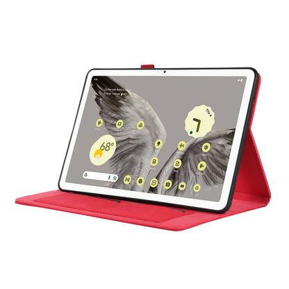 For Google Pixel Tablet Protective Cover Cloth Texture PU Leather Stand Smart Tablet Case with Card Holder