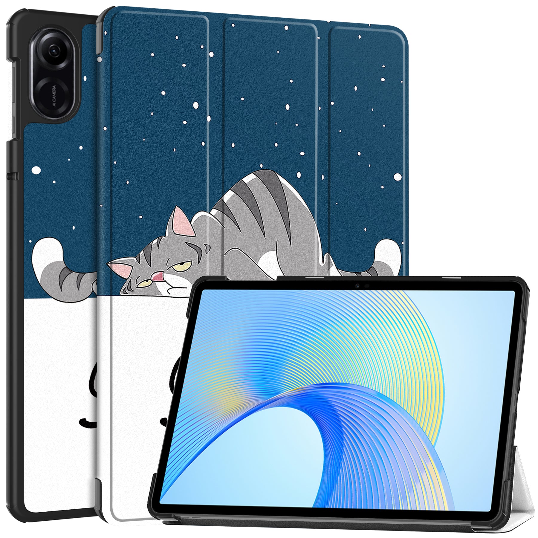 For Honor Pad X8 Pro Trifold Stand Smart Tablet Case Pattern Printing PU Leather Cover