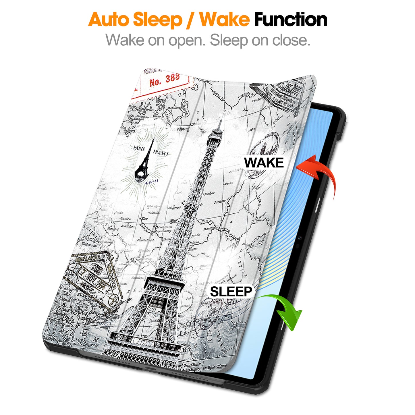 For Honor Pad X8 Pro Trifold Stand Smart Tablet Case Pattern Printing PU Leather Cover