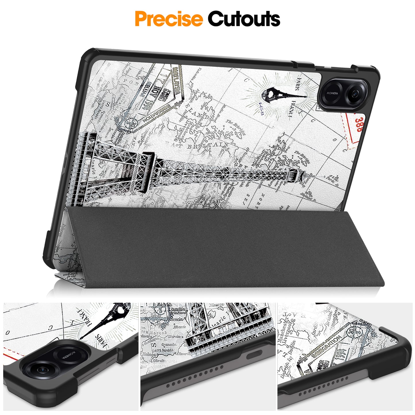 For Honor Pad X8 Pro Trifold Stand Smart Tablet Case Pattern Printing PU Leather Cover