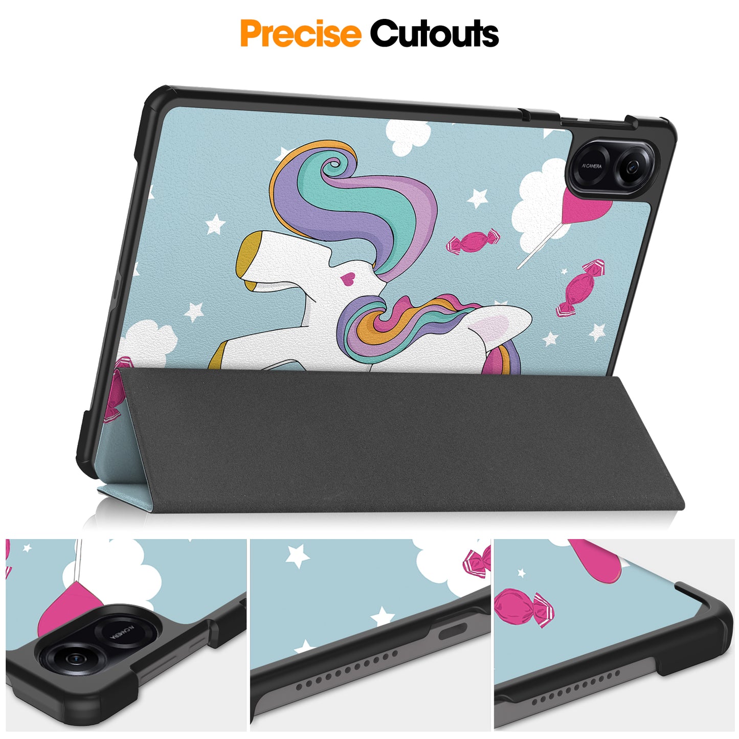 For Honor Pad X8 Pro Trifold Stand Smart Tablet Case Pattern Printing PU Leather Cover