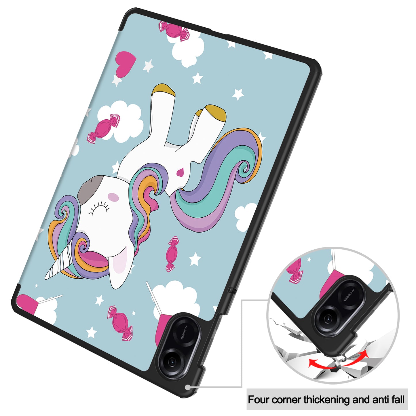 For Honor Pad X8 Pro Trifold Stand Smart Tablet Case Pattern Printing PU Leather Cover