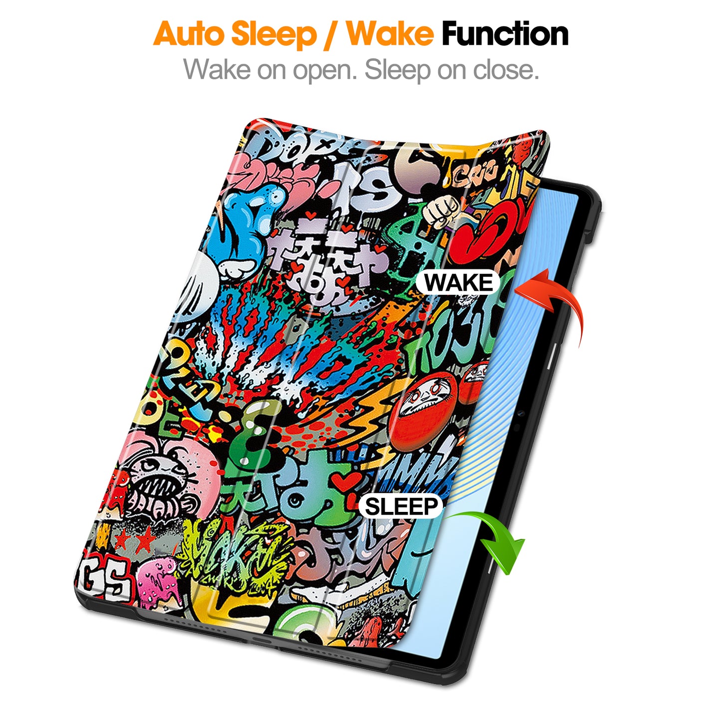 For Honor Pad X8 Pro Trifold Stand Smart Tablet Case Pattern Printing PU Leather Cover