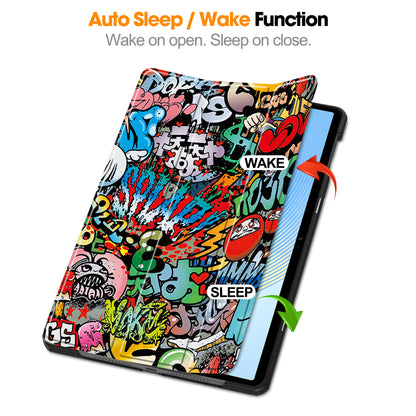 For Honor Pad X8 Pro Trifold Stand Smart Tablet Case Pattern Printing PU Leather Cover