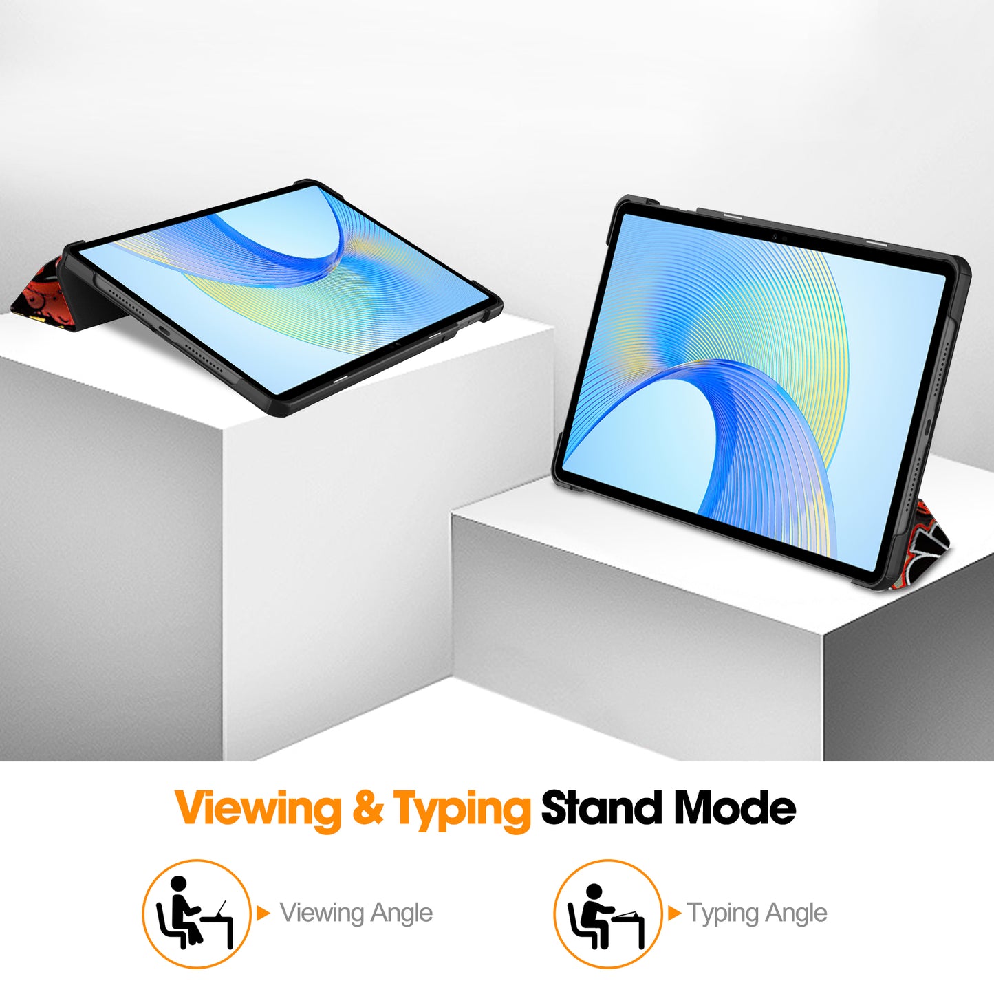For Honor Pad X8 Pro Trifold Stand Smart Tablet Case Pattern Printing PU Leather Cover