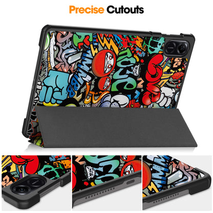 For Honor Pad X8 Pro Trifold Stand Smart Tablet Case Pattern Printing PU Leather Cover