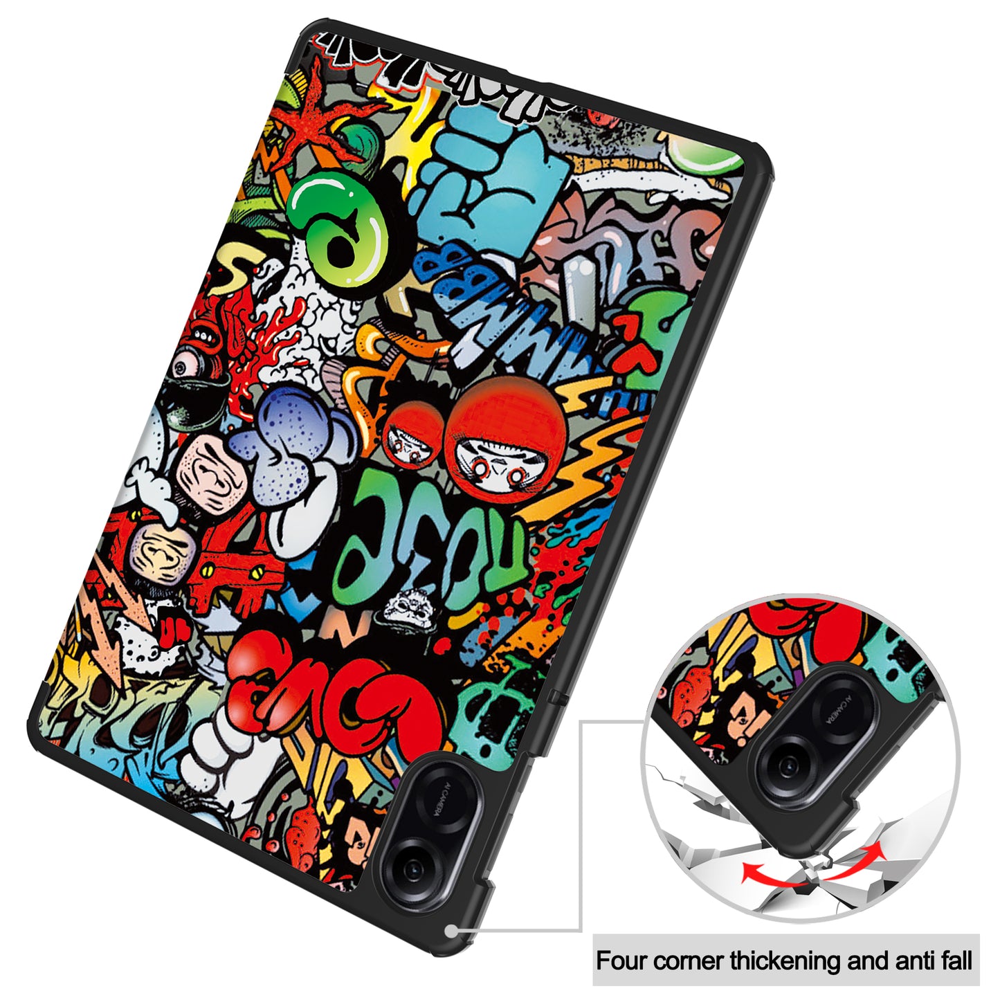 For Honor Pad X8 Pro Trifold Stand Smart Tablet Case Pattern Printing PU Leather Cover