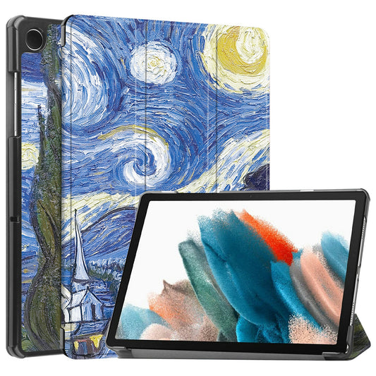 For Samsung Galaxy Tab A9+ Trifold Stand Tablet Case PU Leather Pattern Printing Smart Protective Cover