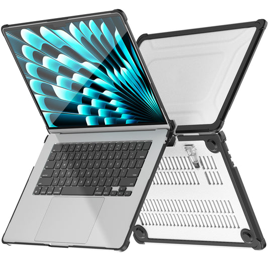For Macbook Air 15 inch (2023) M2 A2941 PC+TPU Laptop Case Heat Dissipation Kickstand Non-slip Notebook Cover