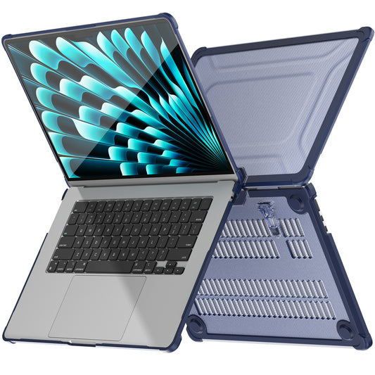 For Macbook Air 15 inch (2023) M2 A2941 PC+TPU Laptop Case Heat Dissipation Kickstand Non-slip Notebook Cover