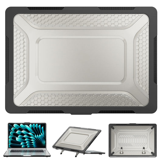 For Macbook Air 15 inch (2023) M2 A2941 Anti-slip Laptop Case Honeycomb Heat Dissipation Kickstand PC+TPU Cover