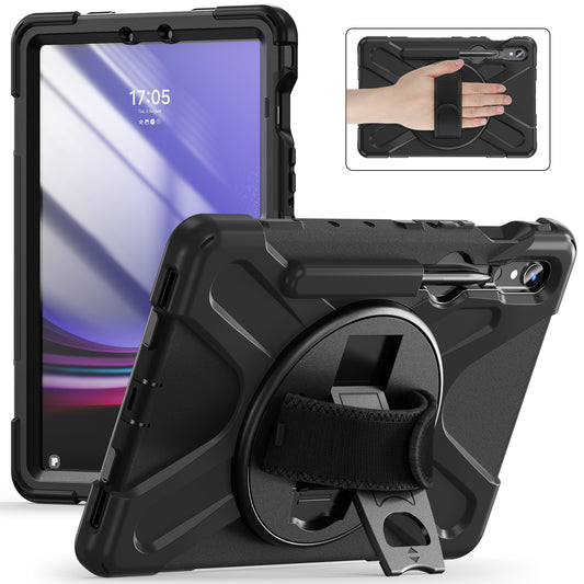 For Samsung Galaxy Tab S9 FE / S9 X710 / S8 X700 / S7 T870 Wrist Strap Tablet Case PC+Silicone Kickstand Protective Cover