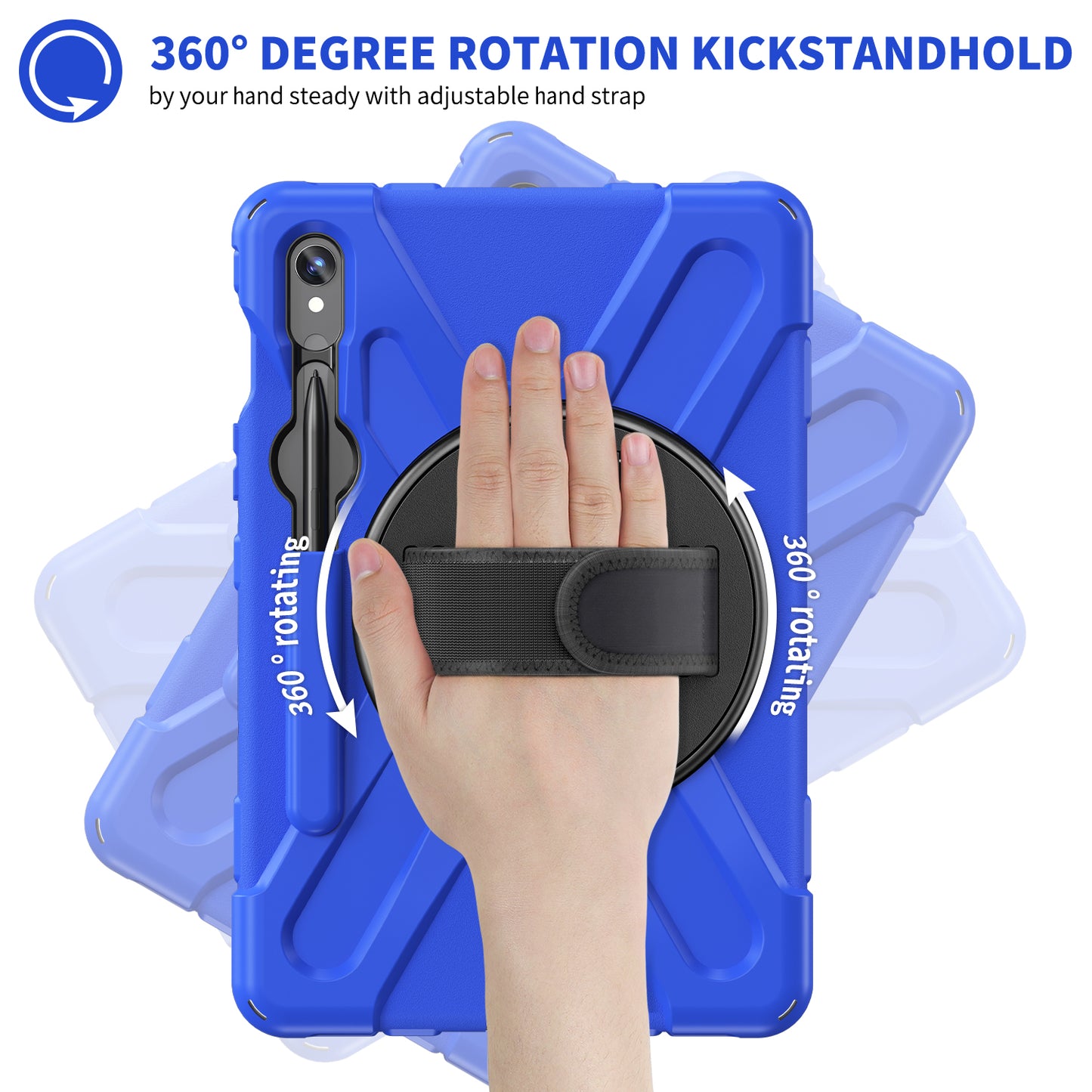 For Samsung Galaxy Tab S9 FE / S9 X710 / S8 X700 / S7 T870 Wrist Strap Tablet Case PC+Silicone Kickstand Protective Cover