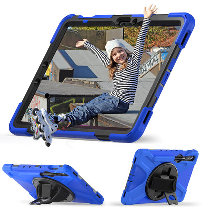 For Samsung Galaxy Tab S9 FE / S9 X710 / S8 X700 / S7 T870 Wrist Strap Tablet Case PC+Silicone Kickstand Protective Cover