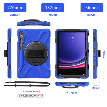 For Samsung Galaxy Tab S9 FE / S9 X710 / S8 X700 / S7 T870 Wrist Strap Tablet Case PC+Silicone Kickstand Protective Cover