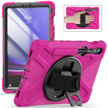 For Samsung Galaxy Tab S9 FE / S9 X710 / S8 X700 / S7 T870 Wrist Strap Tablet Case PC+Silicone Kickstand Protective Cover