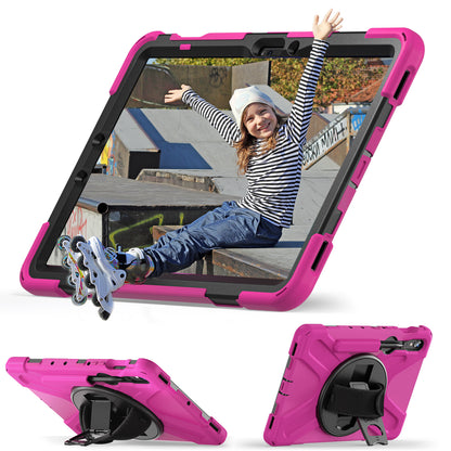 For Samsung Galaxy Tab S9 FE / S9 X710 / S8 X700 / S7 T870 Wrist Strap Tablet Case PC+Silicone Kickstand Protective Cover