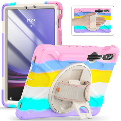 For Samsung Galaxy Tab S9 FE / S9 X710 / S8 X700 / S7 T870 Wrist Strap Tablet Case PC+Silicone Kickstand Protective Cover