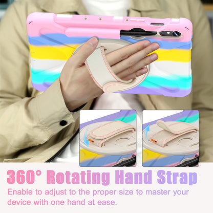 For Samsung Galaxy Tab S9 FE / S9 X710 / S8 X700 / S7 T870 Wrist Strap Tablet Case PC+Silicone Kickstand Protective Cover
