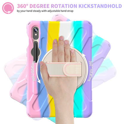 For Samsung Galaxy Tab S9 FE / S9 X710 / S8 X700 / S7 T870 Wrist Strap Tablet Case PC+Silicone Kickstand Protective Cover