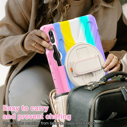 For Samsung Galaxy Tab S9 FE / S9 X710 / S8 X700 / S7 T870 Wrist Strap Tablet Case PC+Silicone Kickstand Protective Cover