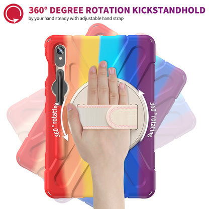 For Samsung Galaxy Tab S9 FE / S9 X710 / S8 X700 / S7 T870 Wrist Strap Tablet Case PC+Silicone Kickstand Protective Cover