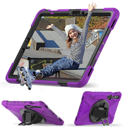 For Samsung Galaxy Tab S9 FE / S9 X710 / S8 X700 / S7 T870 Wrist Strap Tablet Case PC+Silicone Kickstand Protective Cover