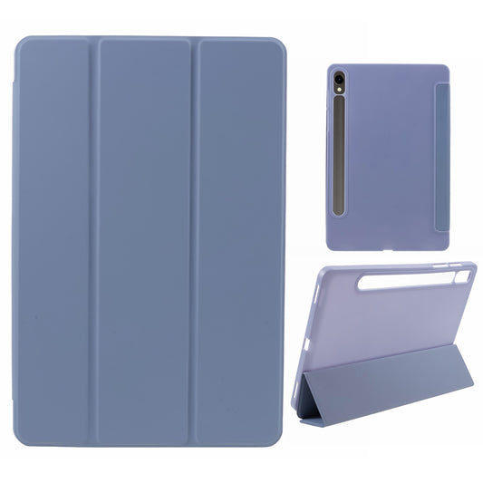 For Samsung Galaxy Tab S9 PU+Matte TPU Tablet Case Anti-Drop Protective Cover with Tri-Fold Stand