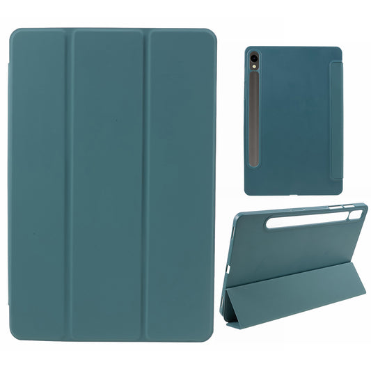 For Samsung Galaxy Tab S9 PU+Matte TPU Tablet Case Anti-Drop Protective Cover with Tri-Fold Stand