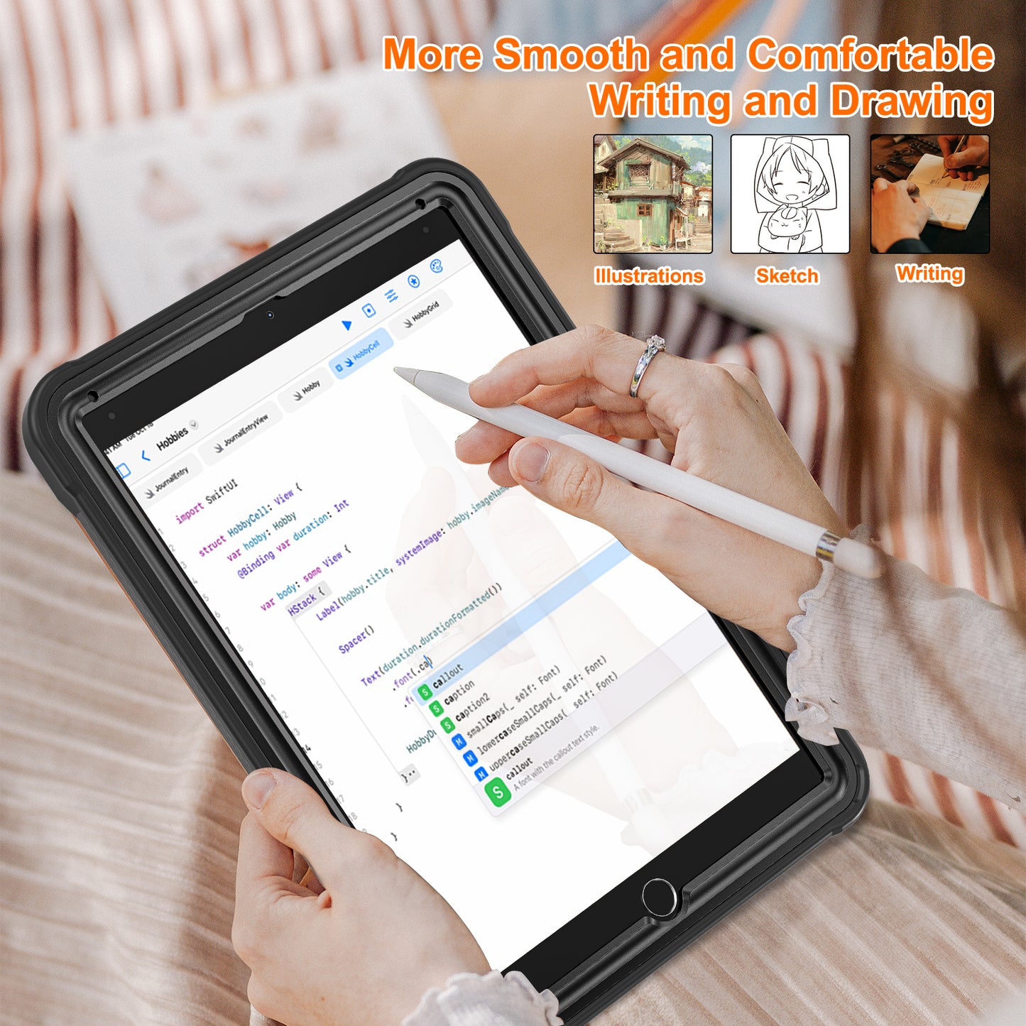 For iPad Air (2013) / Air 2 / iPad Pro 9.7 inch (2016) / iPad 9.7-inch (2017) / (2018) Kickstand Cover PC+TPU Handle Grip Tablet Case